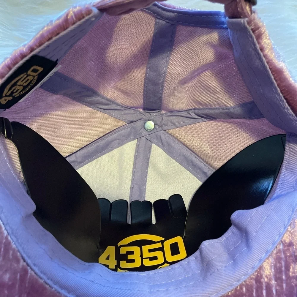 J.Elise Boutique Lavender Golden Bee Patch Distressed Velour Baseball Cap
